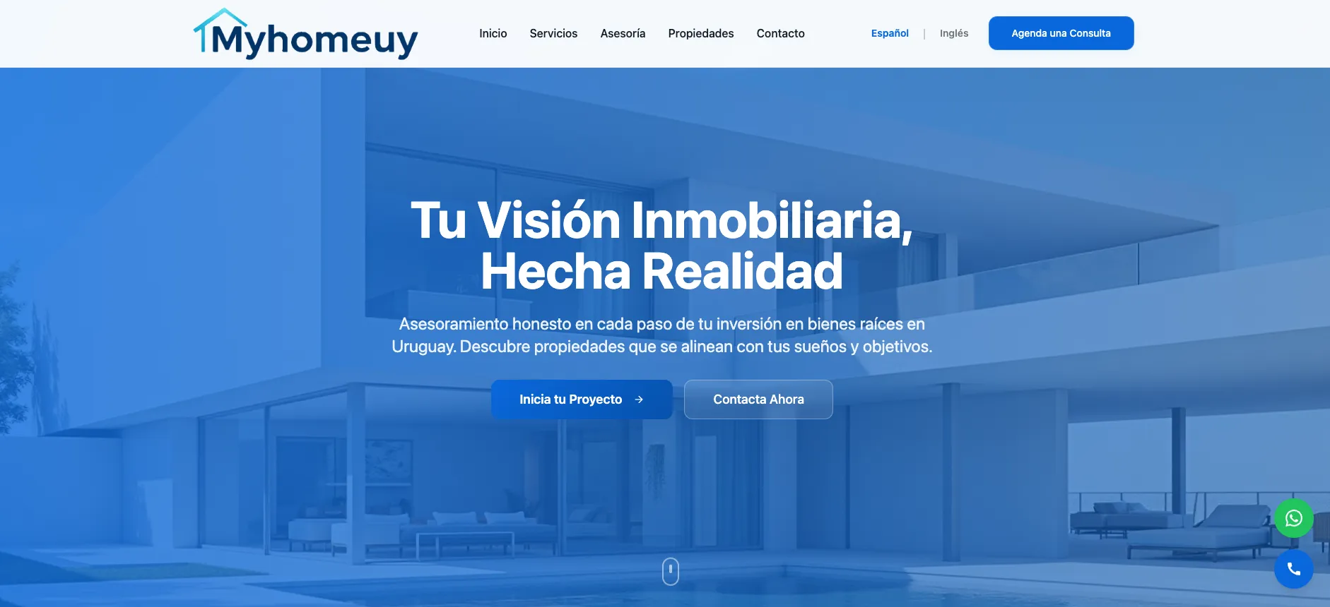 Sitio web de MyHome, hecho por Vortex Labs